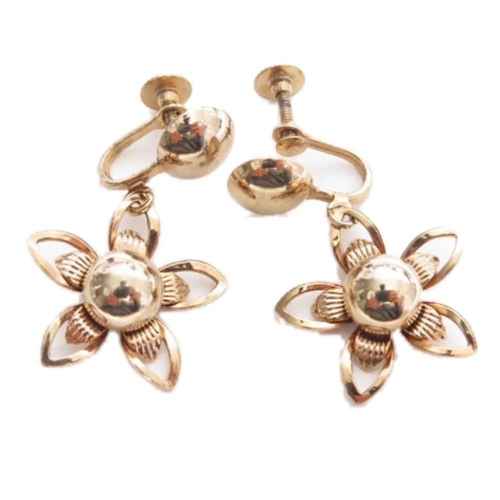 Brilliant Gold Plated Flower Earrings‎